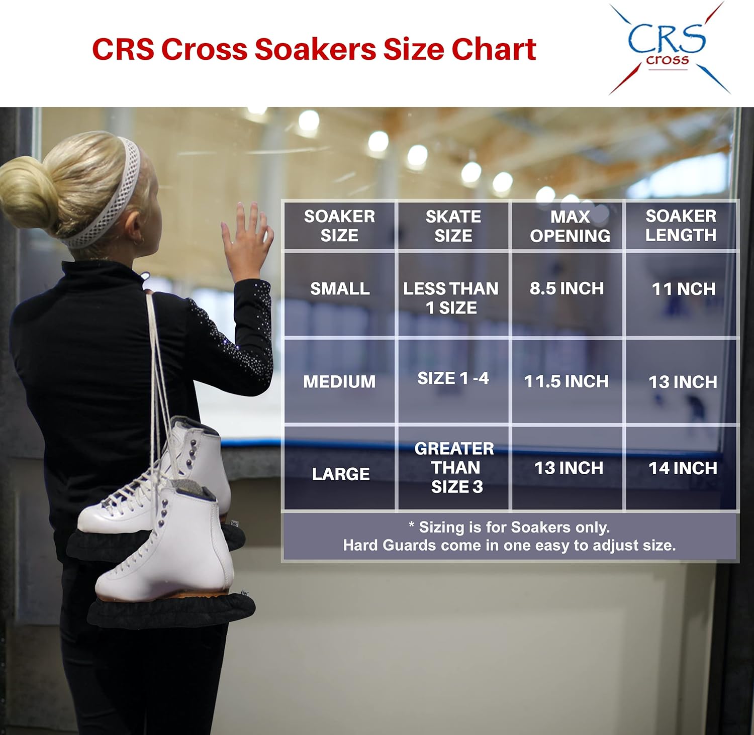 CRS Cross Adjustable Skate Guards, Soakers, Towel and 2 Pairs Figure Skating Socks (Biellmann Black-Medium)