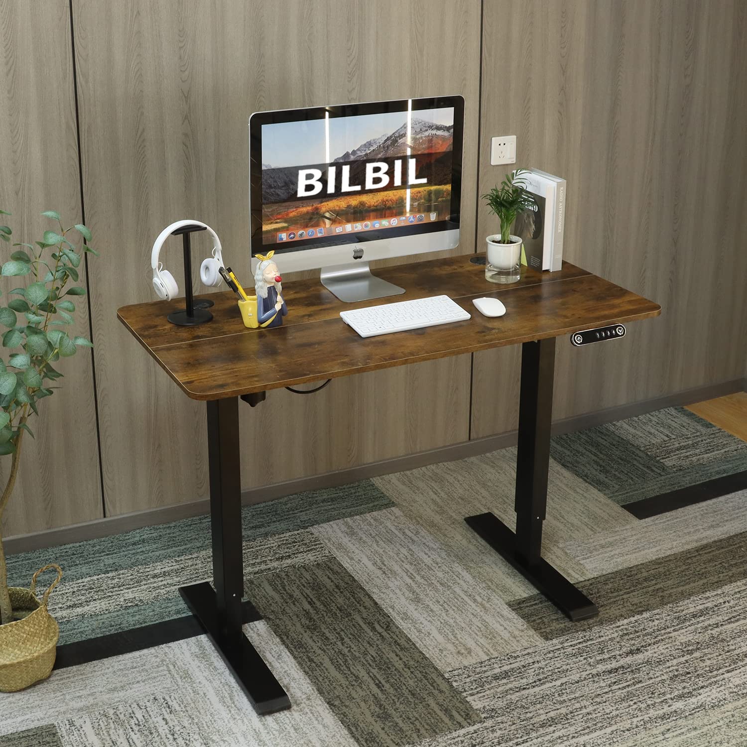 Amazon | BilBil デスク パソコンラック つくえ 電動昇降式 机 120CM