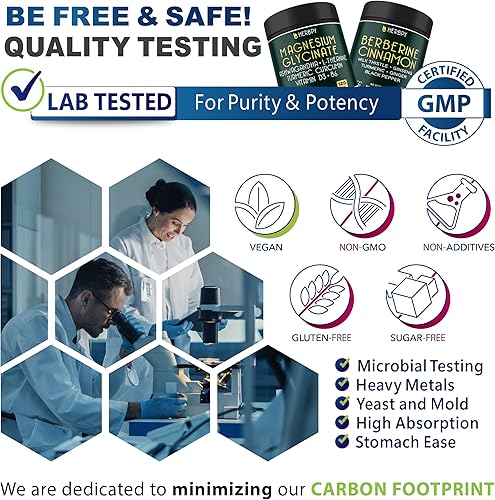 Miniatura 6 de Paquete de glicinato de magnesio 6 en 1 y suplemento de berberina HCl 7 en 1 - Apoya la relajación, día y noche reparadores, digestivo, salud