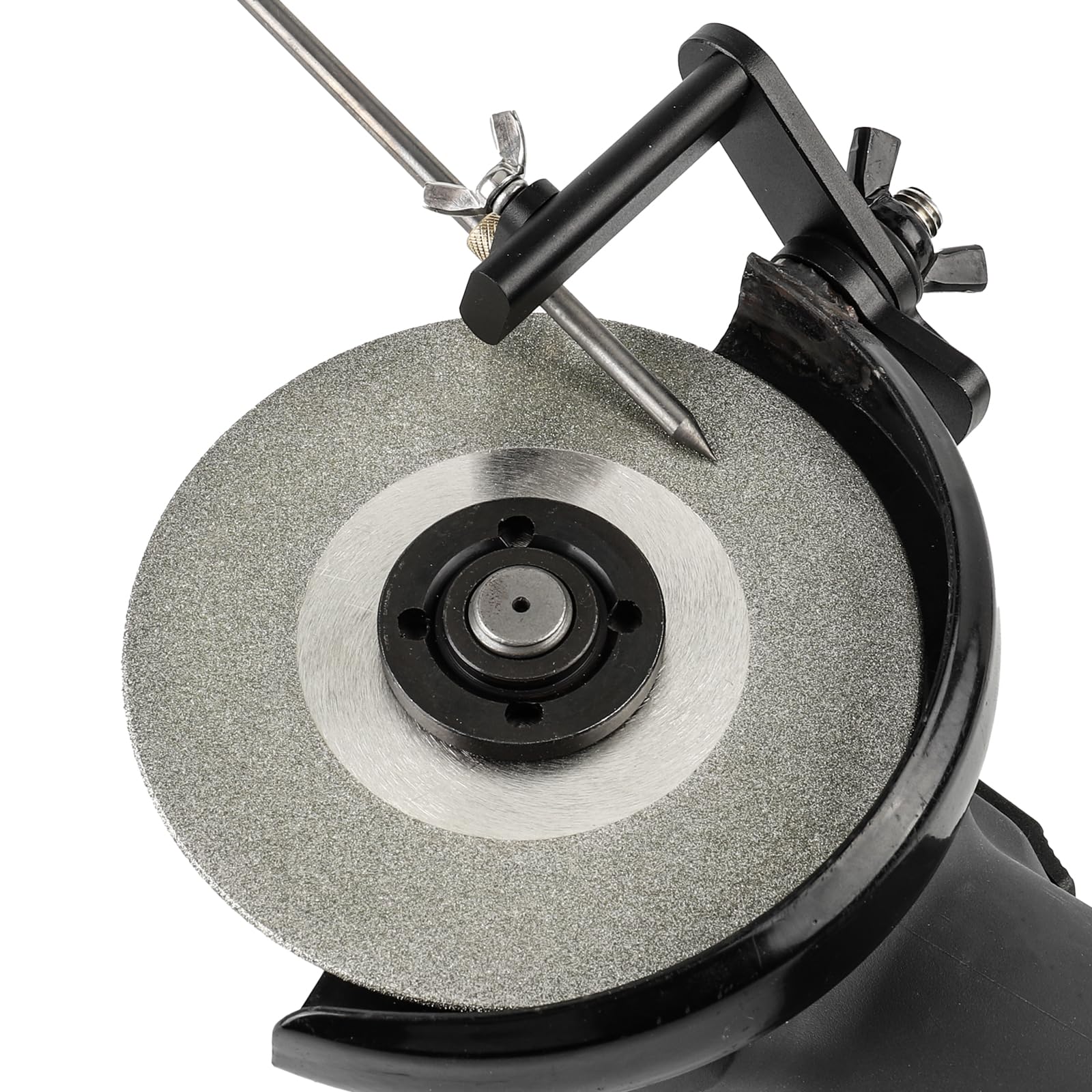 3mirrors Afilador de electrodos de tungsteno para rueda de molienda de diamante de 4.5 pulgadas, herramienta de molienda de soldadura TIG de ángulo ajustable de 0°-90° con 6 agujeros guía y 2 ruedas