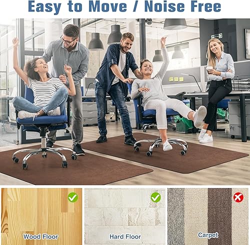 Miniatura 27 de Placoot Tapete para silla de oficina para suelos de madera, superficie de pana de 55 x 35 pulgadas, tapete para silla de computadora, tapete