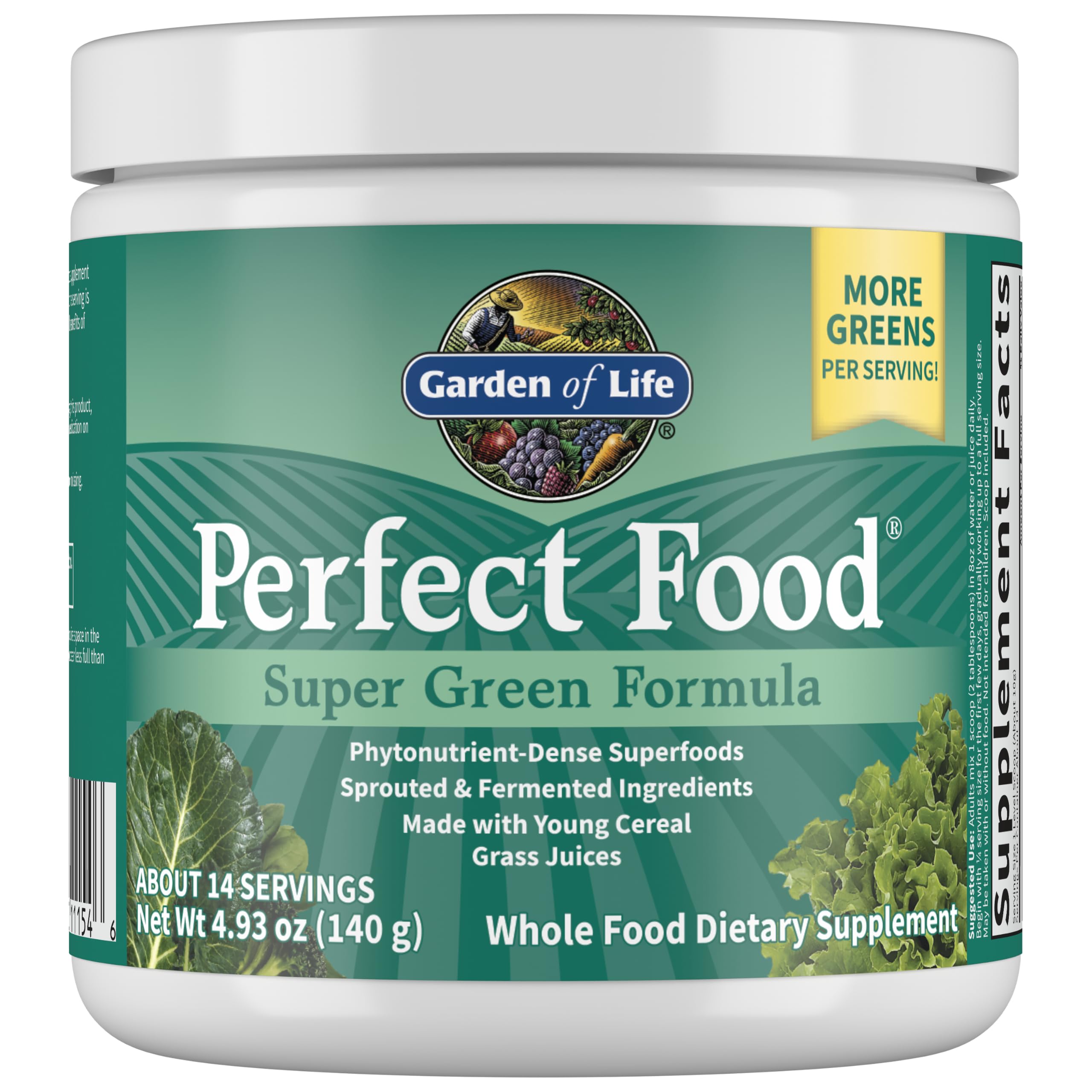 Garden of Life Perfect Food Pó de superalimentos vegetais, 14 porções, 138,32 g