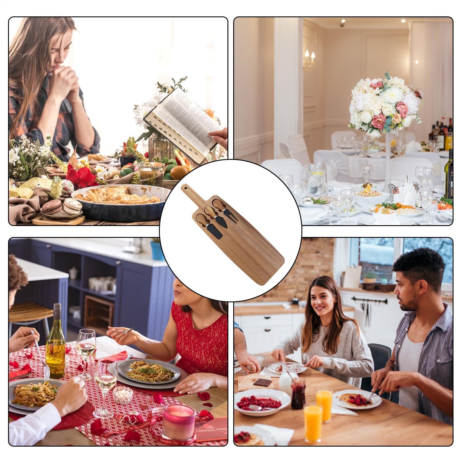 Juego de tablas de queso - tabla de embutidos de madera con asas - tabla de cortar para cocina, juego perfecto para fiestas y recepciones, juego de tablas de embutidos