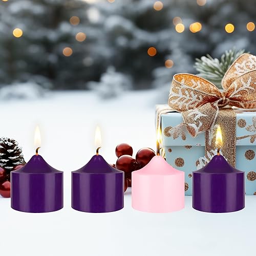 Miniatura 5 de Mega Candles Juego de 4 velas de Adviento de Navidad sin perfume, vertidas a mano de cera de alta calidad, velas de pilar redondas de 3 x 3