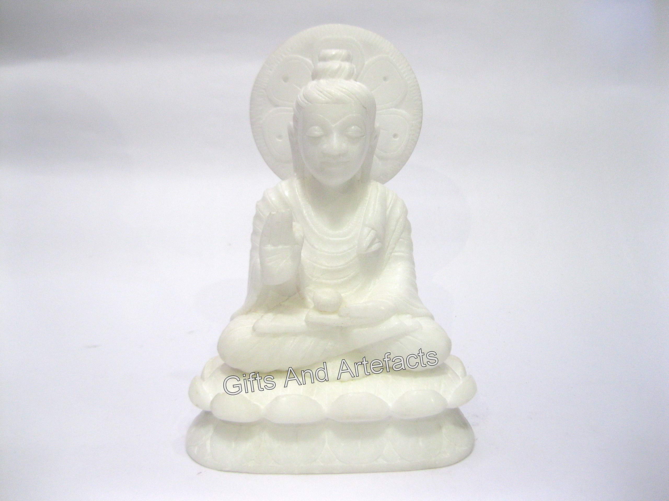 Estatua de Buda para regalo, figura decorativa de Buda I Study Rom Decor Sitting Buddha I hecha a mano Señor Buda Murti I 6.5 pulgadas mármol Dhyan Pose Buddha I Estatua de Buda de mármol blanco