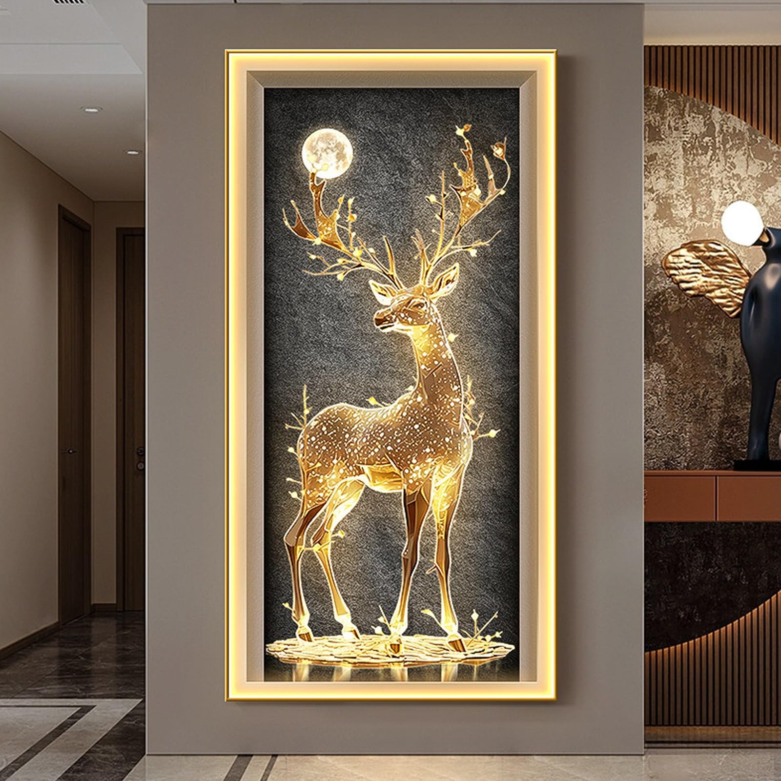 Lampada Decorativa Moderna 3D e Scultura Artistica a LED | Quadro luminoso da parete con paesaggio, Adatta per soggiorni, ingressi e interni domestici(B,80*160cm/31.5*63in)