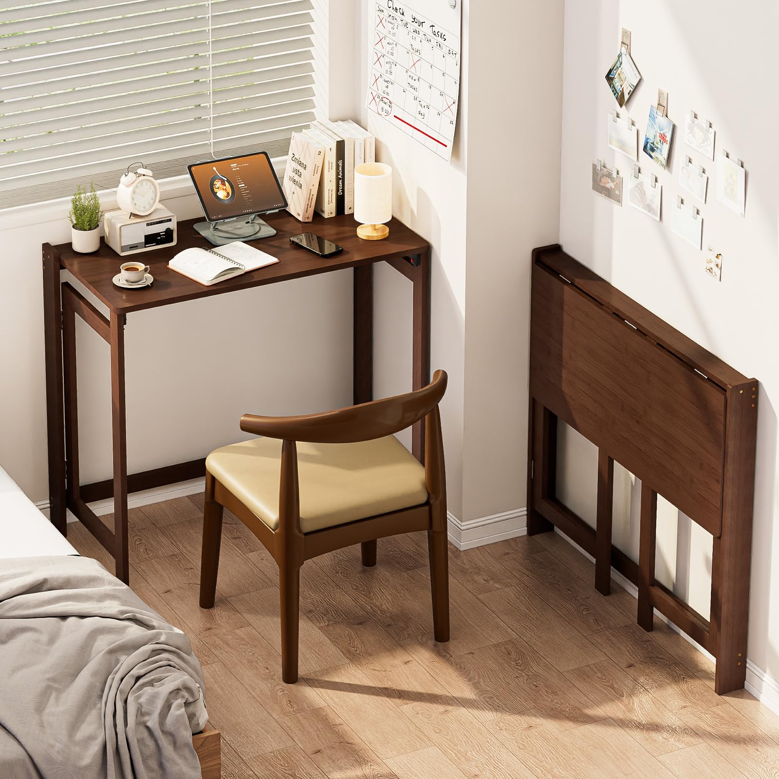 Amazon.com: Folding Desk for Small Spaces, Bamboo Foldable Desk