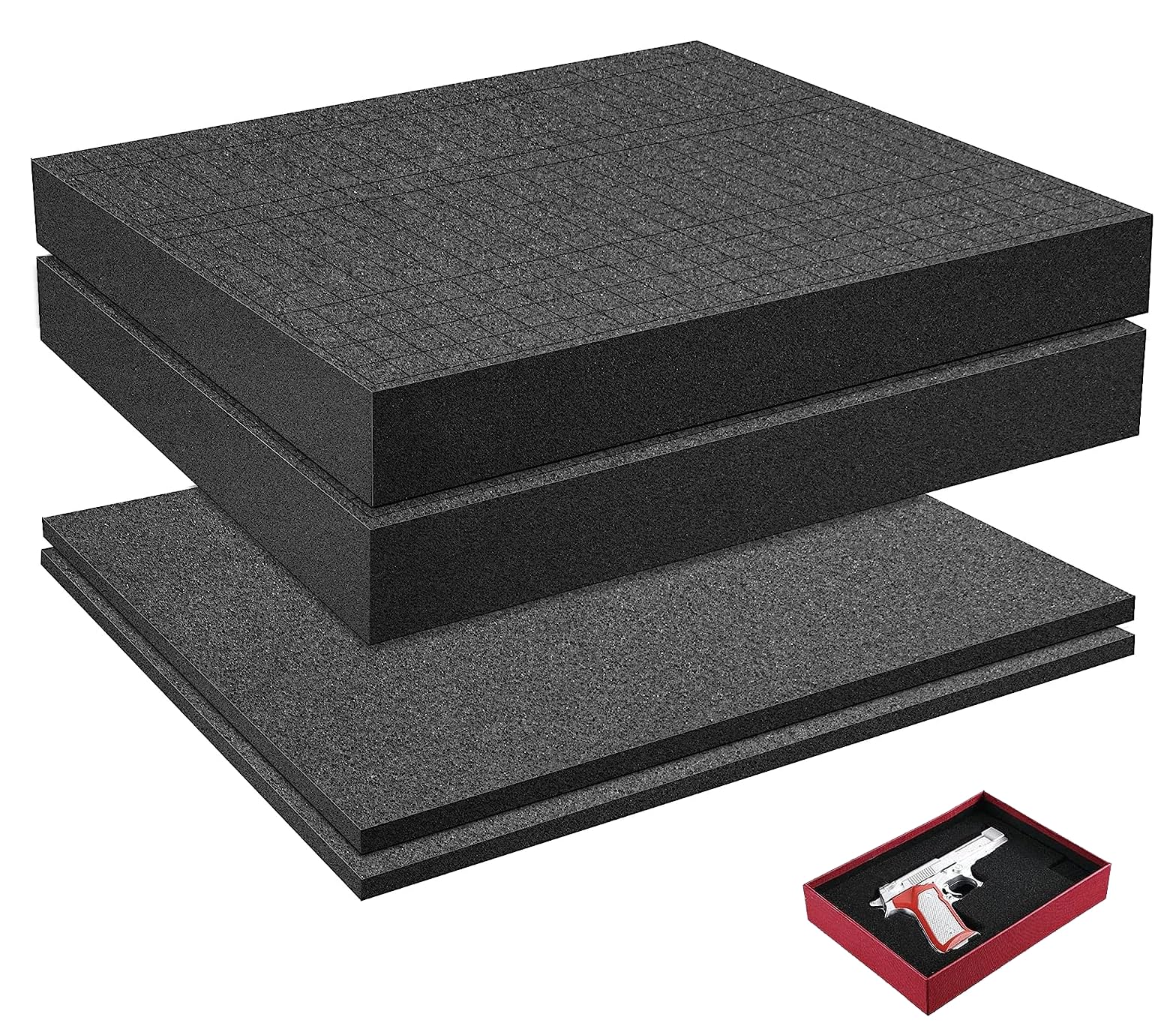 4 PCS Pick Apart Foam Insert, 2 Size Pick and Pluck Pre Grid Line Cube Sheet With Bottom for Board Game Box Cases Storage Drawer, 15.7 x 11.8 x 2 Inches / 15.7 x 11.8 x 0.4 Inches