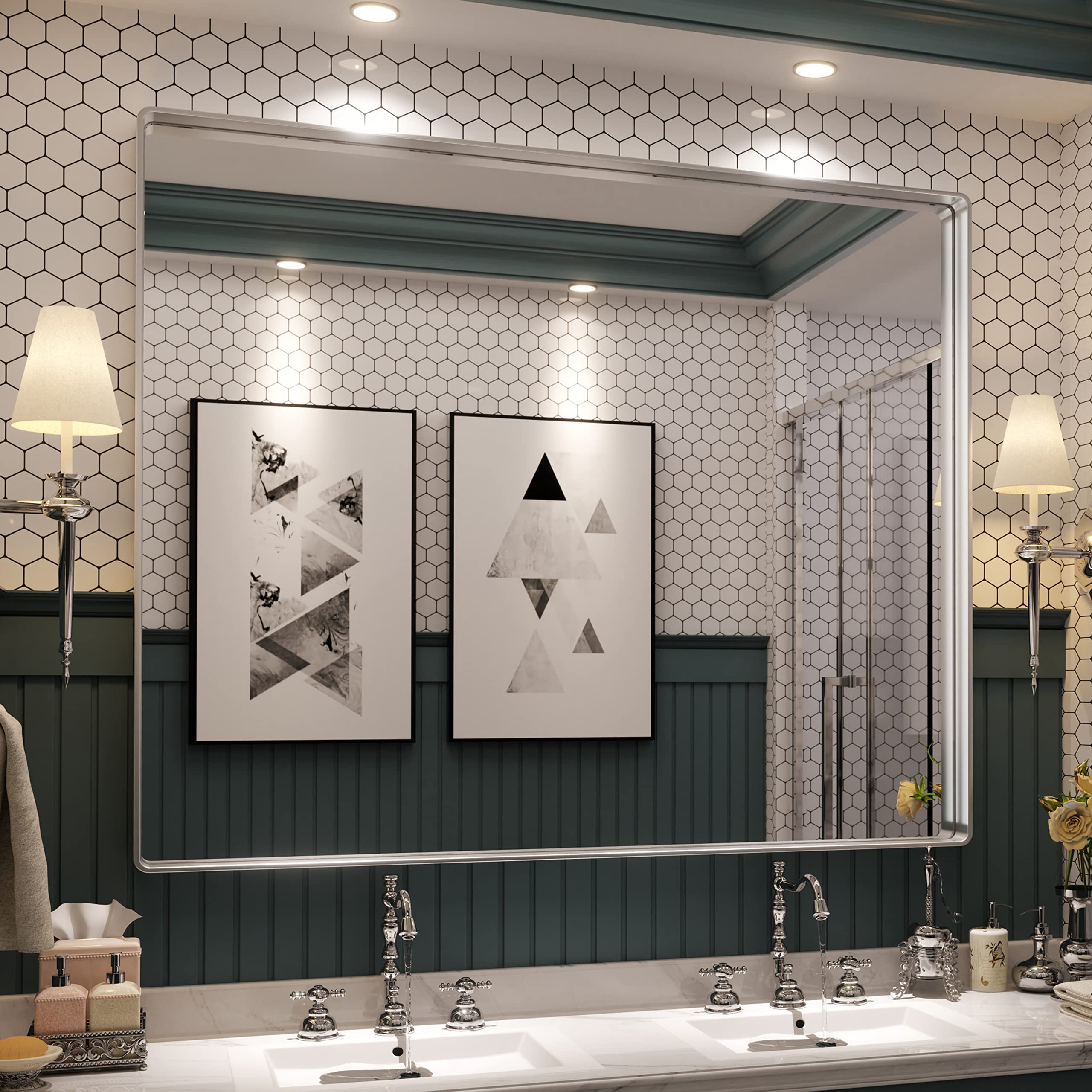 Photo 1 of ISKM Metal Silver Frame Mirror 48x36