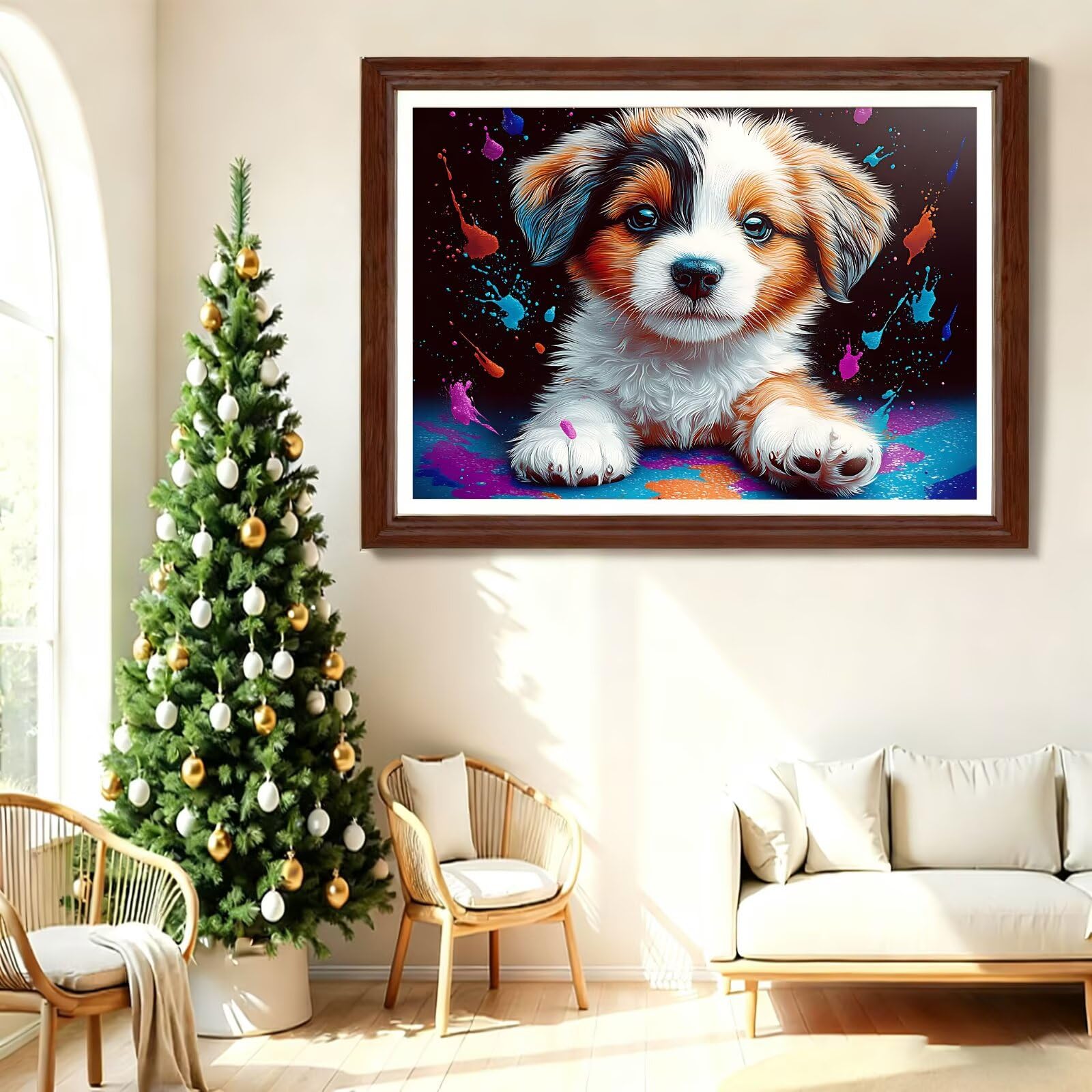Jqynn Diamond Painting Animale Cane, Fai-da-te Strass a Punto Croce Ricamo Kit, Diamond Painting Kit Completo per Hobby Creativi Adulti, Mosaico Artigianato, Dipinti Decorazioni Casa 80x120cm Z-l-678