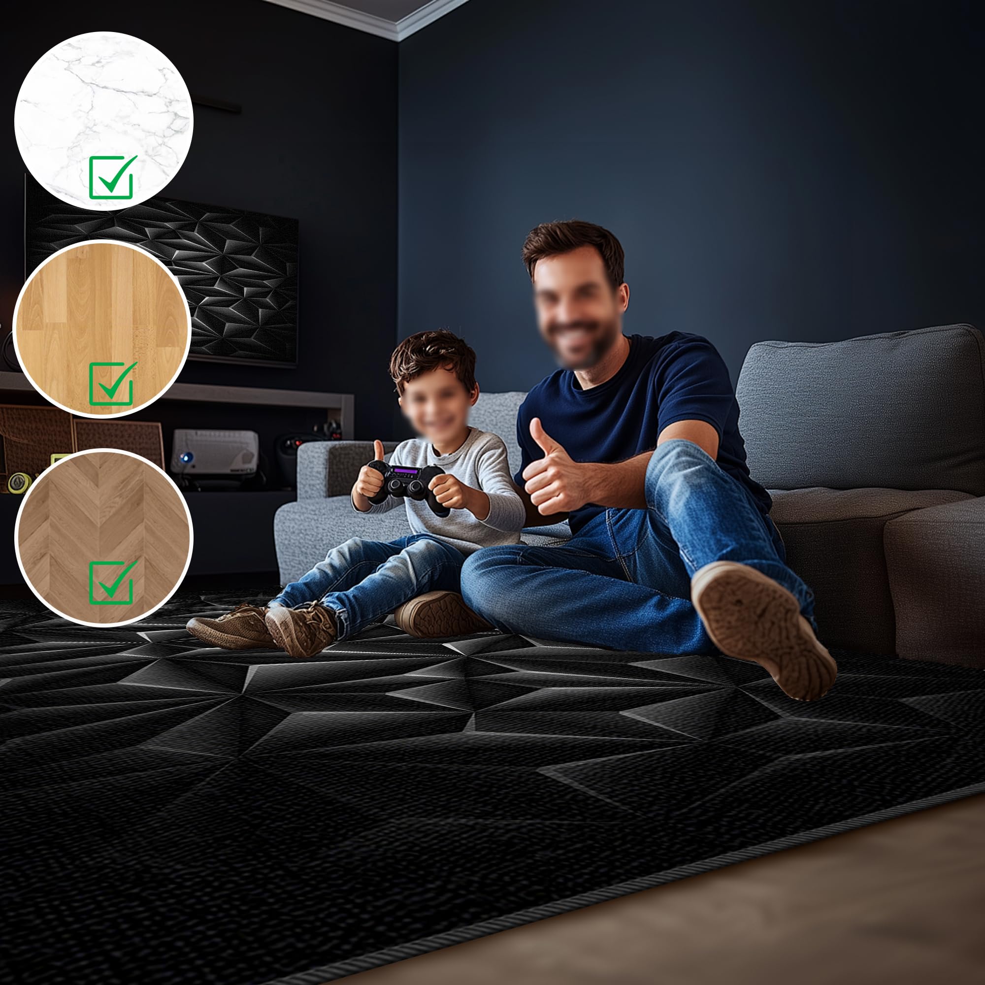Teppiche für Gaming Zimmer, rutschfeste Waschbar Teppiche für Schlafzimmer, Gaming Teppich groß für Jungen Teenager Schlafzimmer Fußmatte Wohnzimmer 80x160cm/31.50x62.99inch