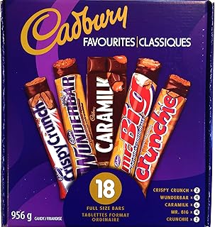 Cadbury Favourites 18 Full Size Chocolate Bars 2.1lbs (Canadian Product)