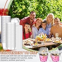 Vista 6 de Paquete de 100 tazas de parfait de 9 onzas con inserto y tapas planas, tapas de cúpula de plástico transparente, vasos de frutas desechables