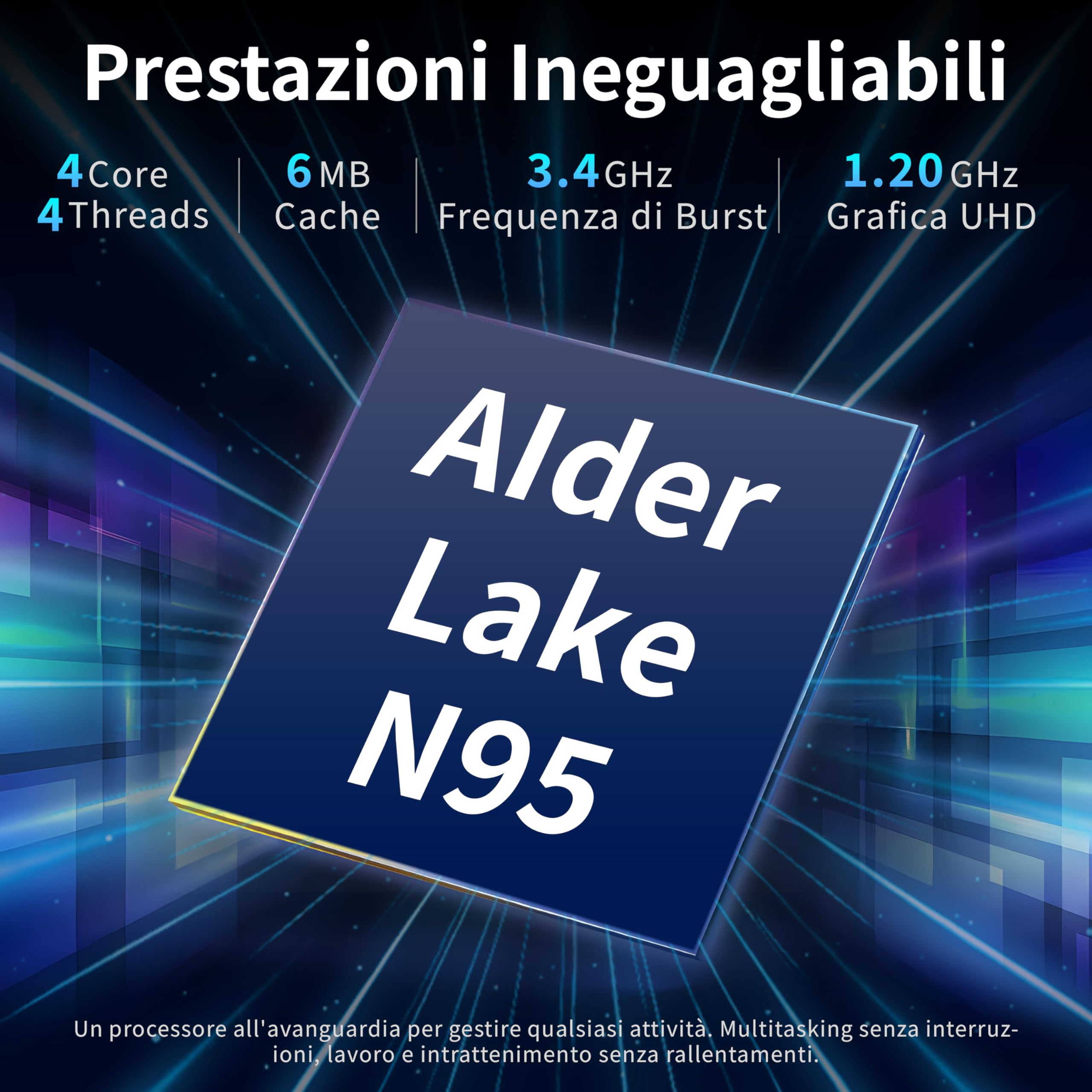 Amita Convertibile 2 in 1 11" FHD Touchscreen, Processore N95 12ª Gen (fino a 3.4 GHz), 16GB RAM DDR5, 512GB SSD, Porta Type-C, Rotazione 360°, Tastiera retroilluminata (Grigio, 512GB) - 2