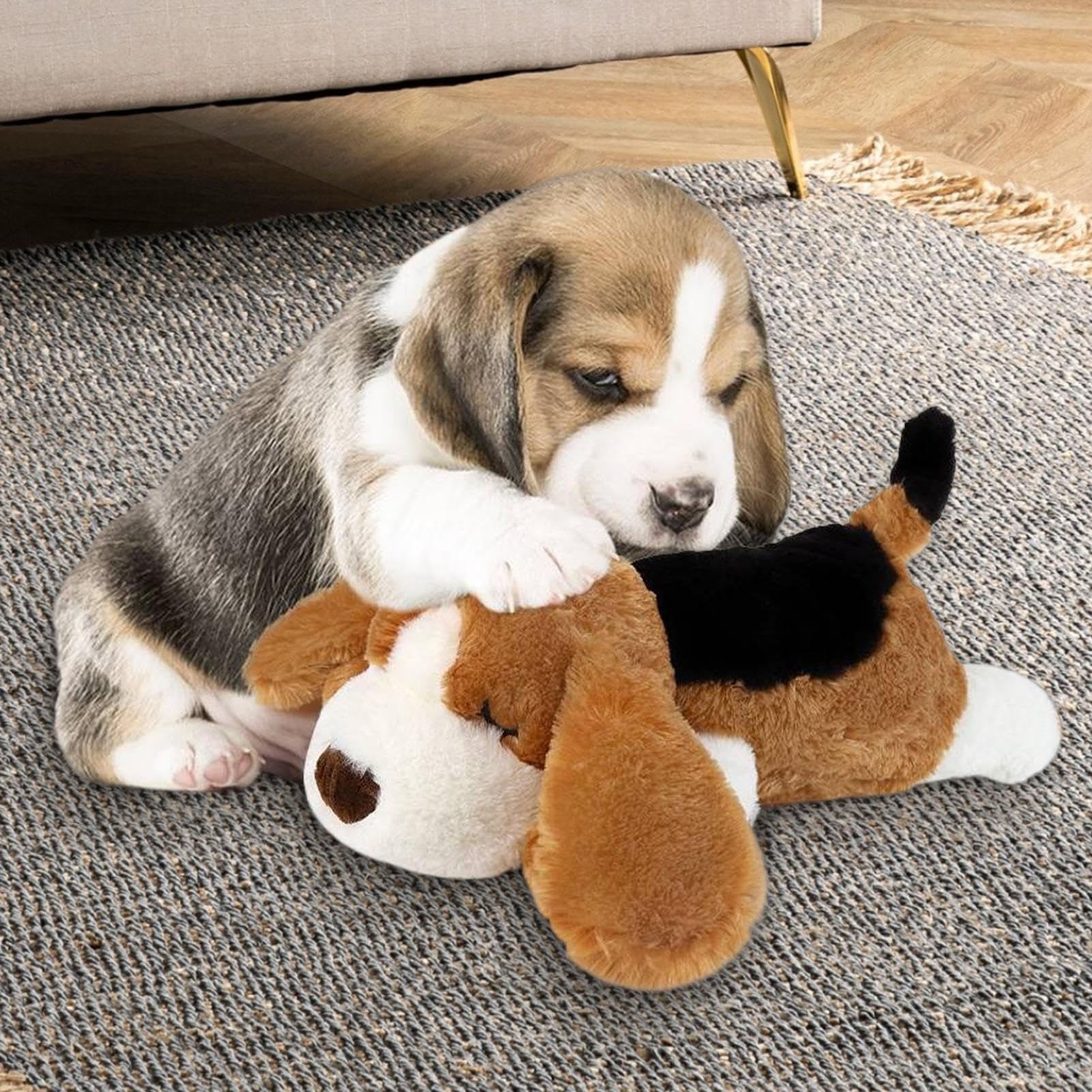 Jouet Cœur Battant Chien Confort Doux apaisant mâcher Dentition Calme
