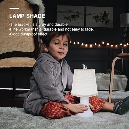 Miniatura 5 de Housoutil Pantalla de lámpara pequeña para lámparas de mesa y luz de pie de repuesto con clip, cubierta de tela de tela