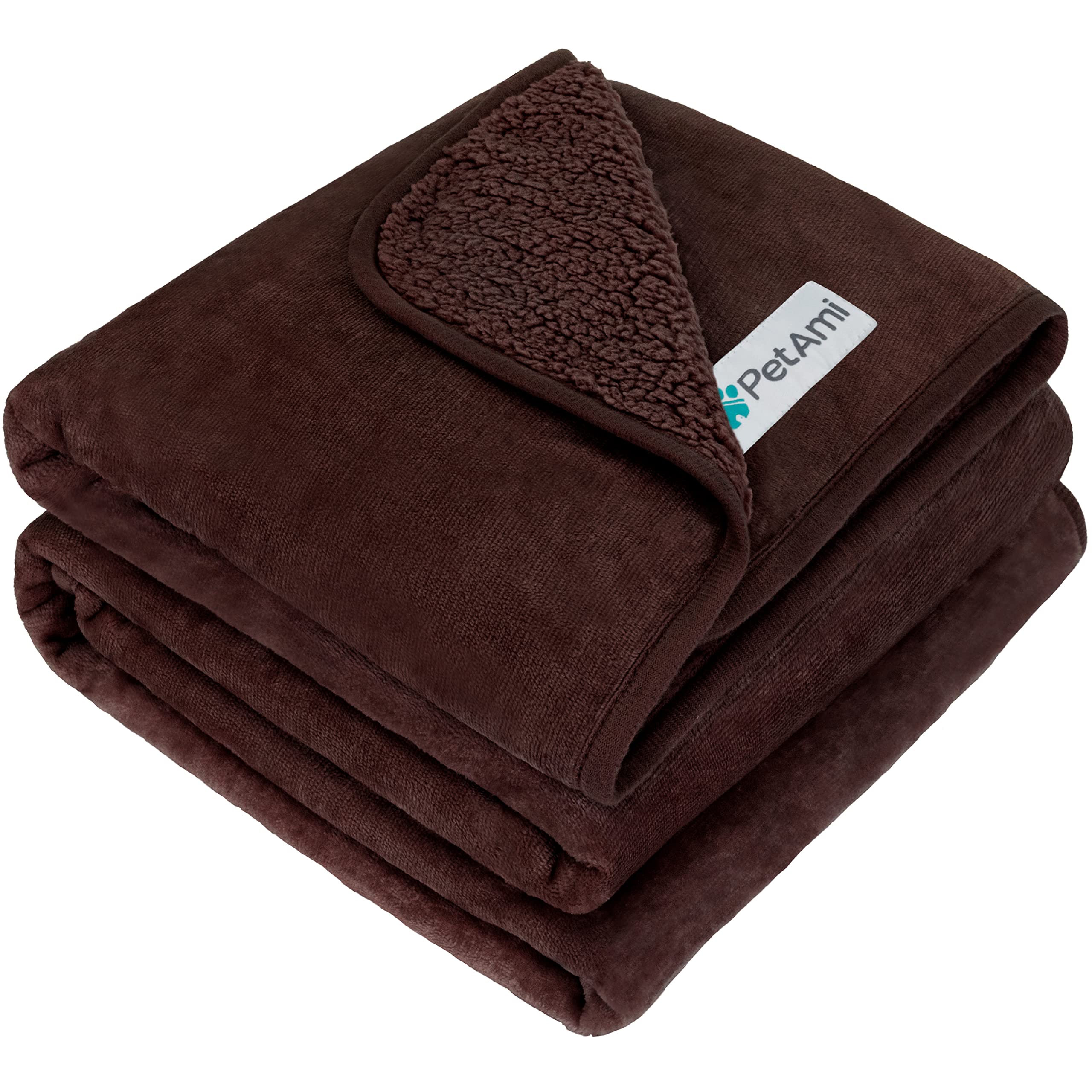 PetAmiWaterproof Dog Blanket for Medium Large Dogs, Pee Proof Pet Blanket Sherpa Fleece Couch Cover, Reversible Cat Throw Bed Sofa Protector, Soft Plush Washable Pad (Large 40x60, Brown)