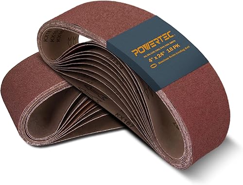 POWERTEC 110009 Bandas de lijado de 4 x 24 pulgadas Surtido de bandas de lijado de banda de óxido de aluminio, 3 de cada uno de 40 80 120 180 240