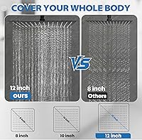 Vista 3 de Cabezal de ducha, cabezal de ducha de lluvia de 12 pulgadas con combo de rociador de mano y brazo de extensión ajustable, manguera de lluvia de alta