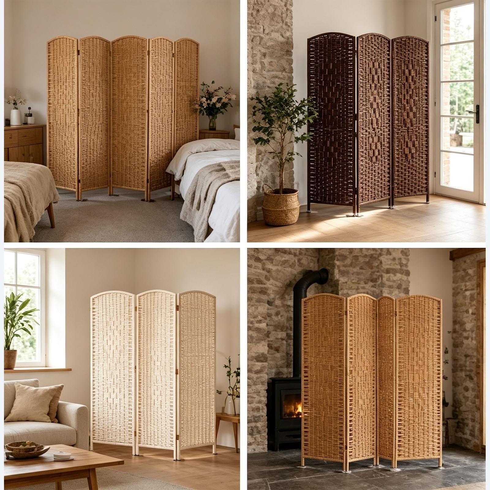 paravento da interno Parete Divisoria A 4 Pannelli, Altezza 50 70 90 100 120 150 CM, Paravento Privacy Pieghevole Marrone Scuro Per La Separazione(W H 30X100 cm)