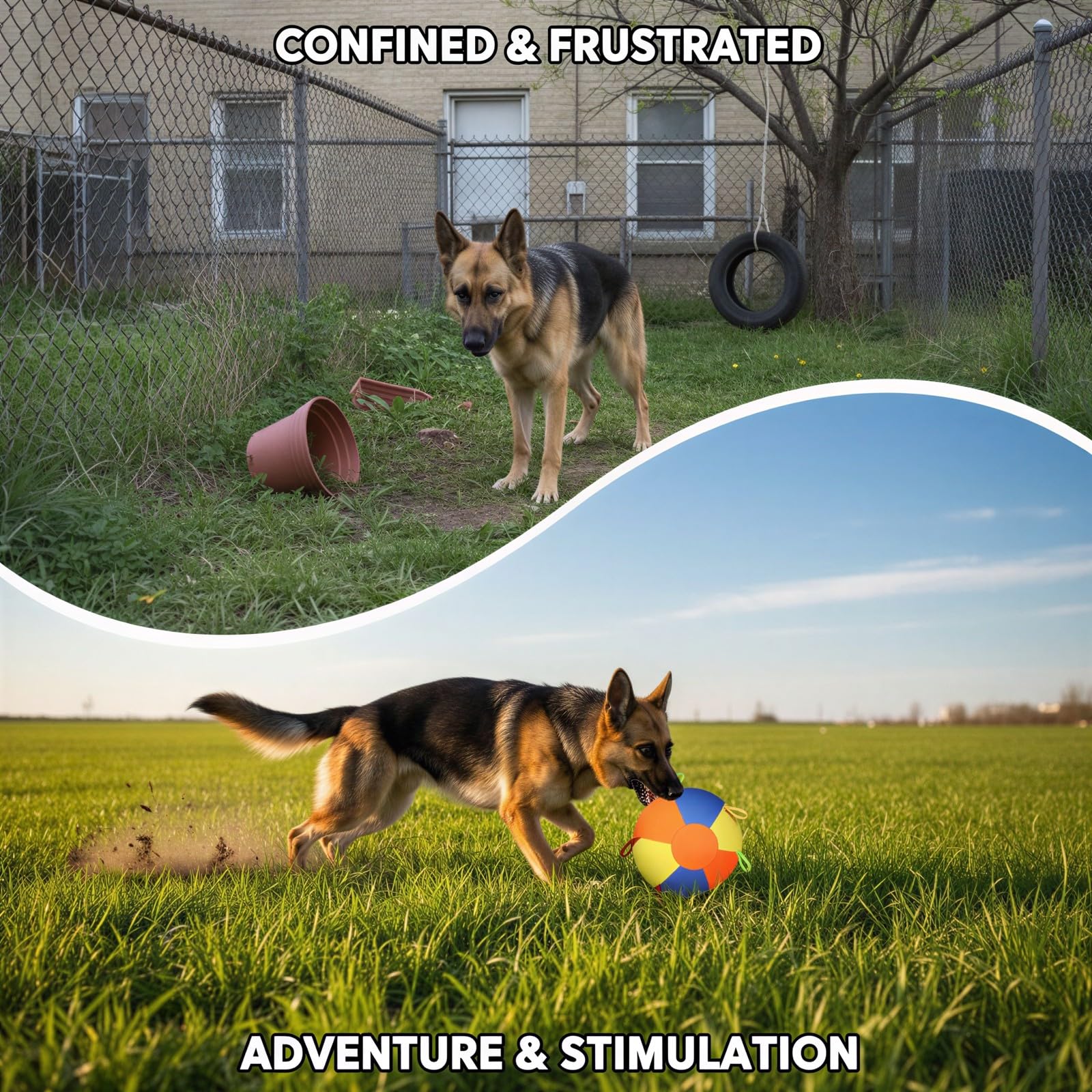 Herding Ball für Hunde, verstärkt, 17,7 in aufblasbares Trainings- und Bewegungsspielzeug, mit bissfester Innenblase und starken Griffriemen, für Hundespiele und aktives Training