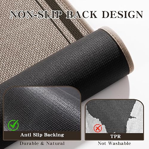 Miniatura 6 de chakme Juego de 2 alfombras de baño ultrafinas, absorbentes, antideslizantes, lavables a máquina, color beige oscuro, 17 x 24 pulgadas + tapete para