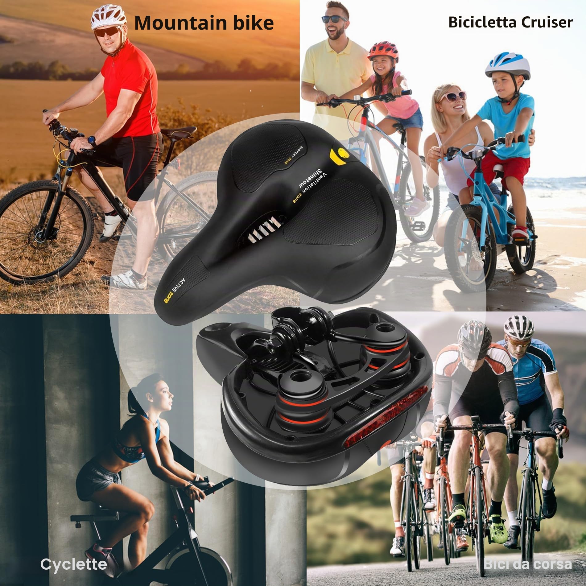 Sella per bicicletta da uomo e donna, comoda in gel ergonomico, con copertura impermeabile e chiave, morbida, traspirante, ammortizzante per la maggior parte delle biciclette