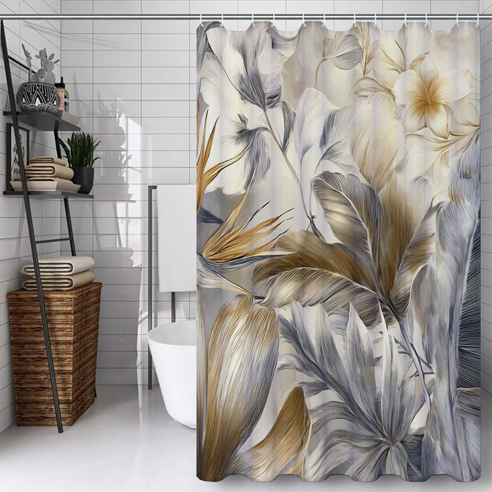 Rideau douche crème 120x120 en tissu de rideau de douche imperméable avec crochets