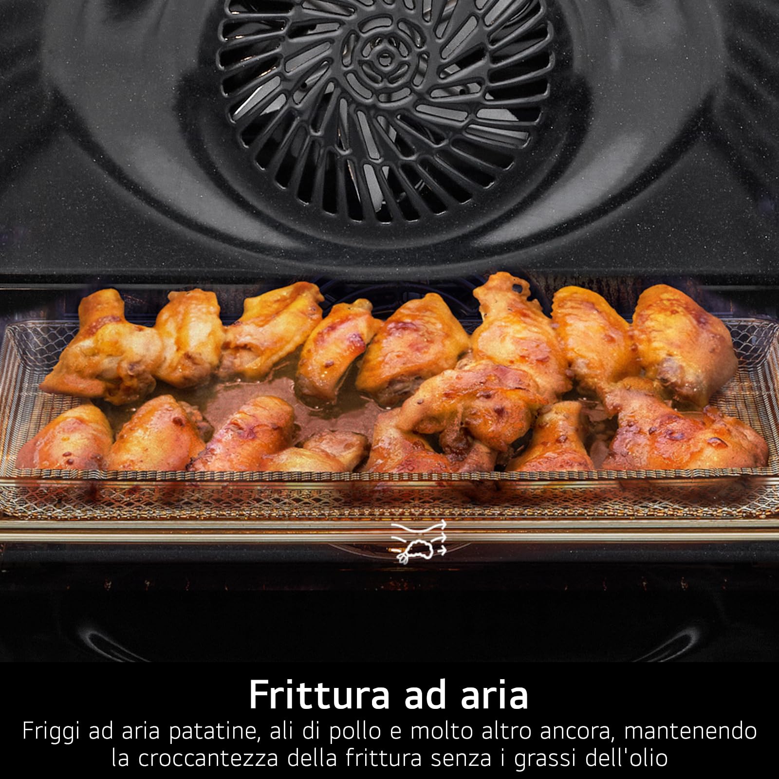 LG WS5D7210S Forno da Incasso Classe A, 72L, 11 Programmi di Cottura, Modalità Friggitrice ad Aria, Grill, Lievitazione, Pizza, Temperatura Massima 250°C, Potenza 3200 W, Wi-Fi