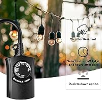 Vista 3 de HBN Temporizador de luz exterior impermeable, resistente a la intemperie, sensor de luz de atardecer a amanecer, temporizador de cuenta regresiva