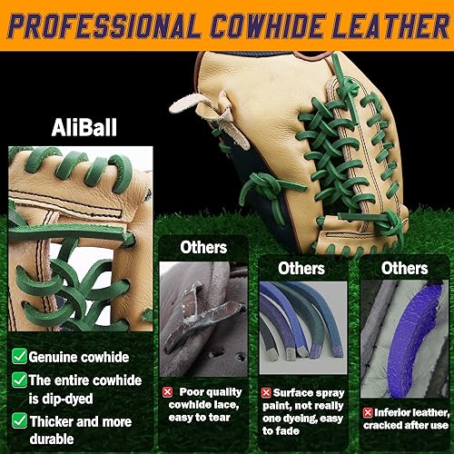 Miniatura 2 de Cordón de guante de béisbol, 2 piezas de encaje de piel de vaca auténtica de 79 pulgadas, kit de reparación rápida perfecta para guantes de béisbol