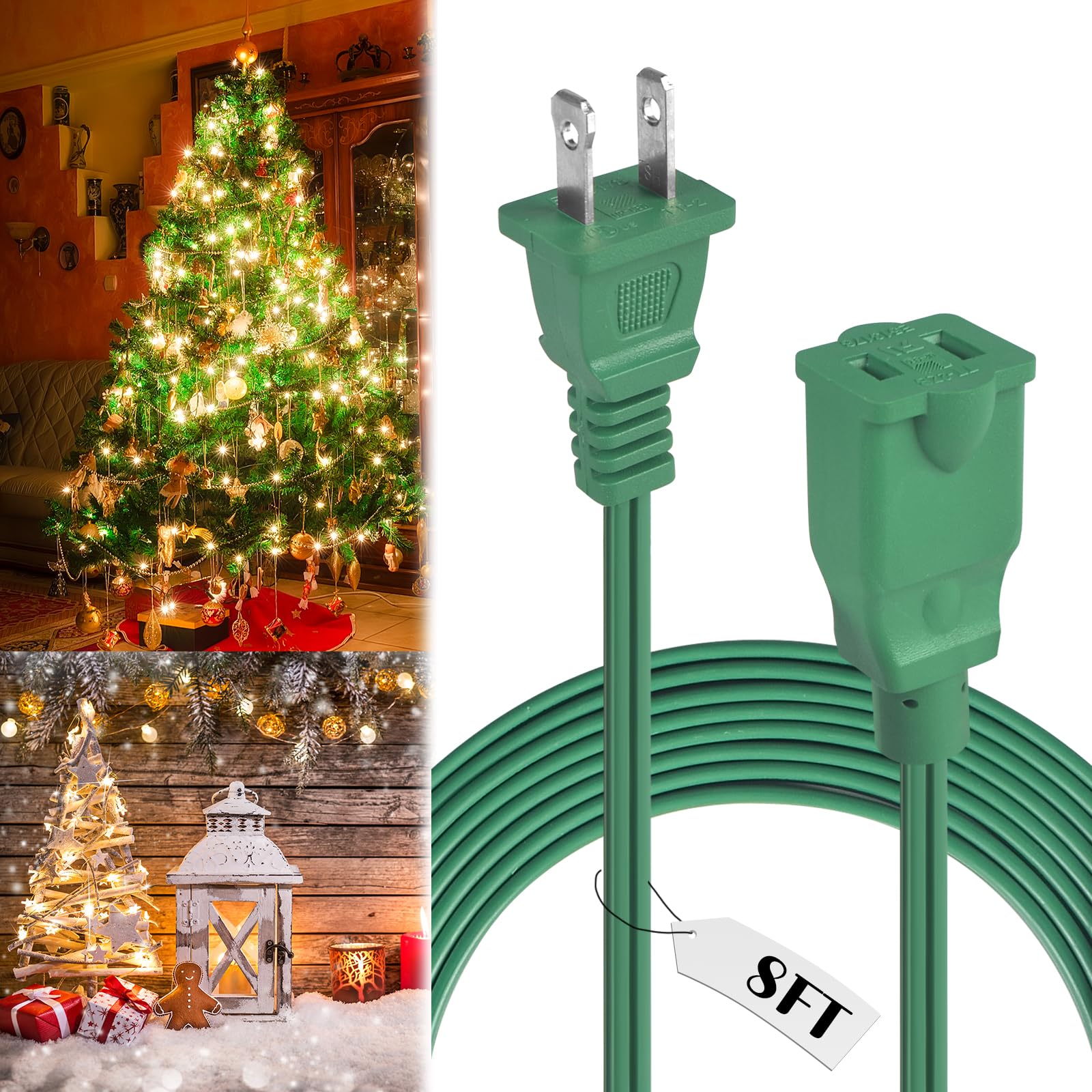 Amazon.com: 8FT Green Outdoor Extension Cord, Christmas Light