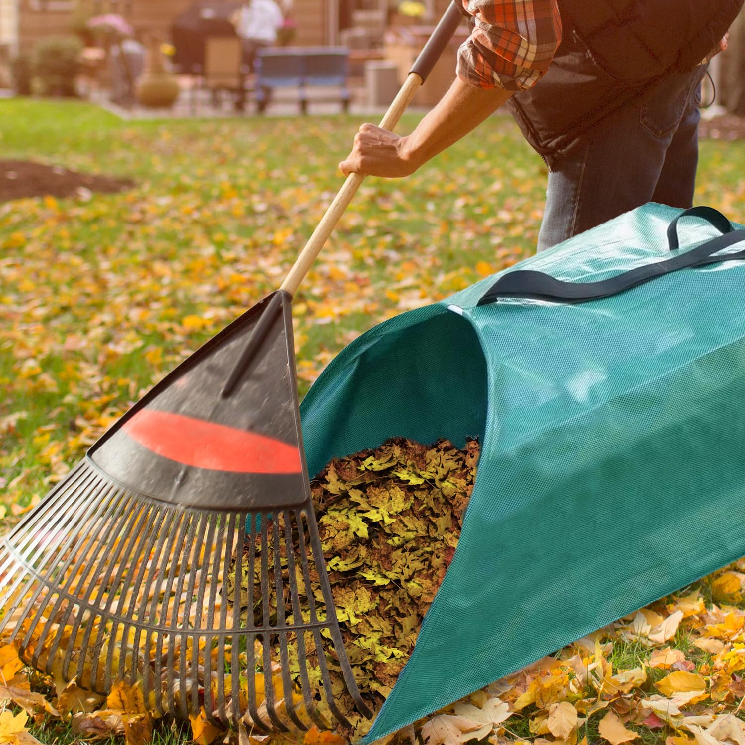 Singwow Kehrschaufel-Typ Gartenabfallsack 200L x 2, wiederverwendbar, Laubsammler, robuster Gartensack, Laubsack mit Griffen (Kehrschaufel 200L)