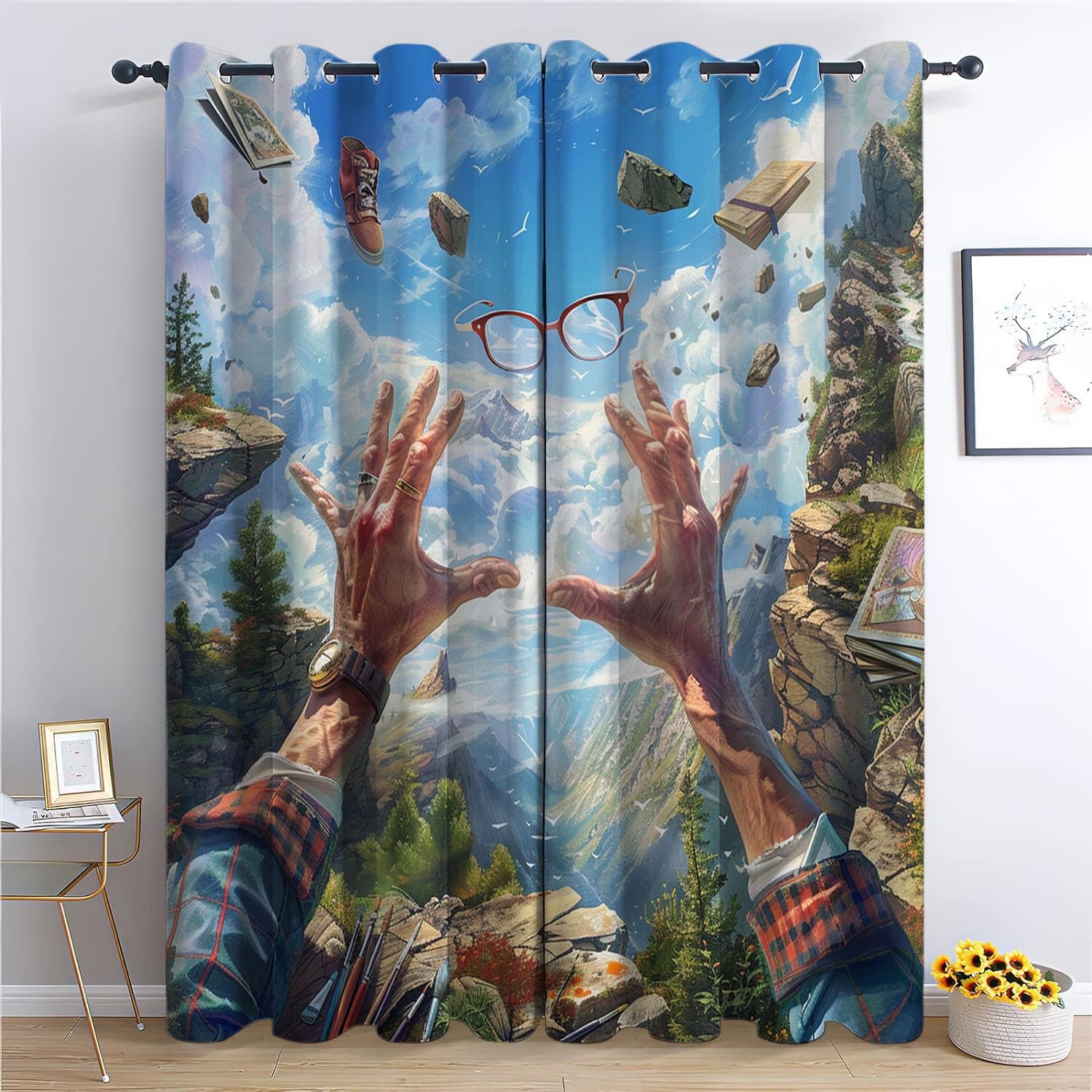 Rideaux occultants thermiques fantaisie peinture à l'huile pour salon et bureau