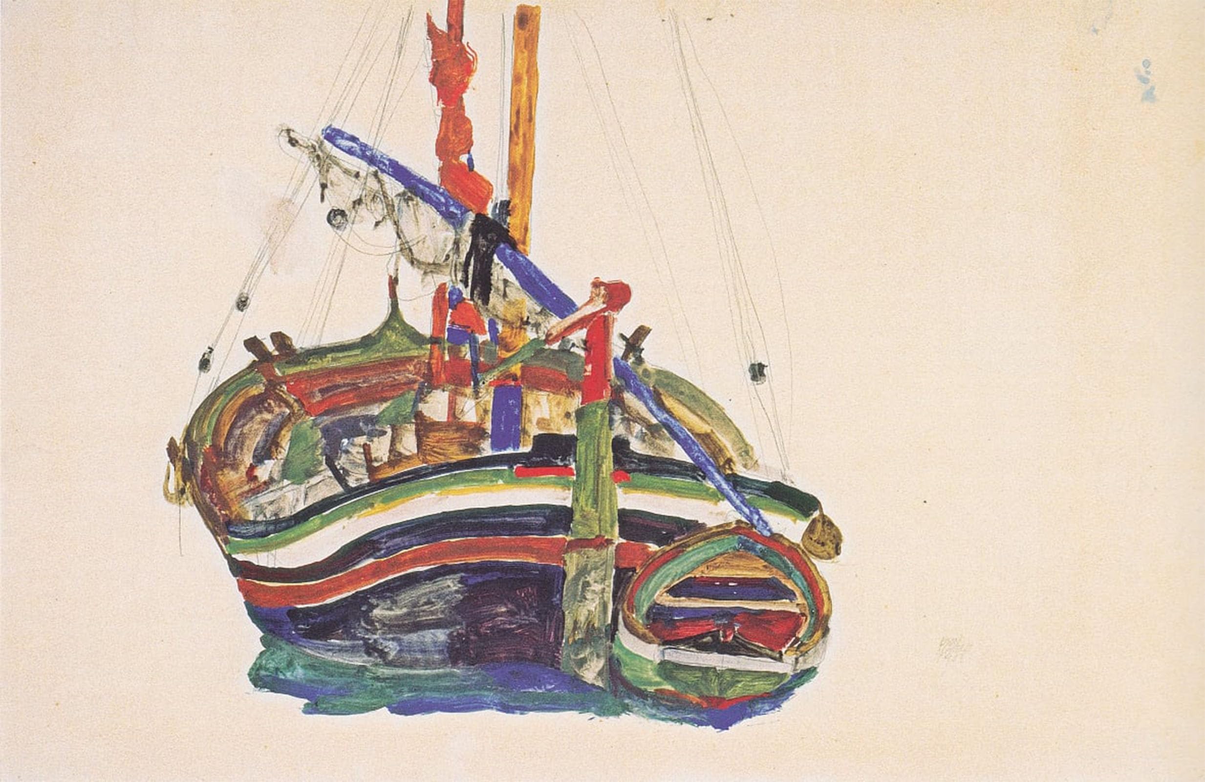 SERENDIPITP Retro Picture Poster Wall Art Pictures Painting Trieste fishing boat by Egon Schiele Wall Art Canvas Print for Wall Decor 60x90cm