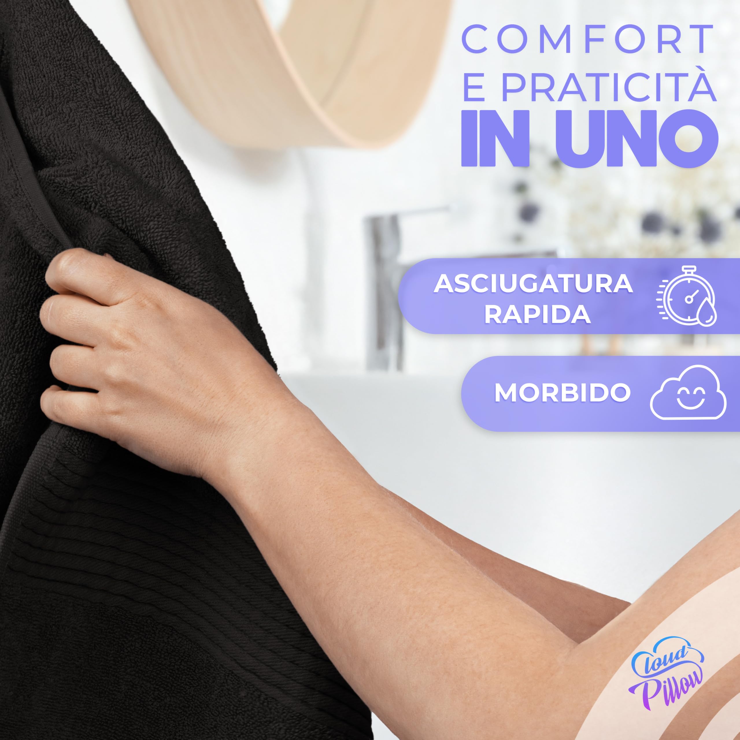 Cloud Pillow set asciugamani bagno 2 pezzi 70x140 cm – asciugamani da bagno 100% cotone 500 g/m2 – morbidi, assorbenti e resistenti – Standard 100 by OEKO-TEX