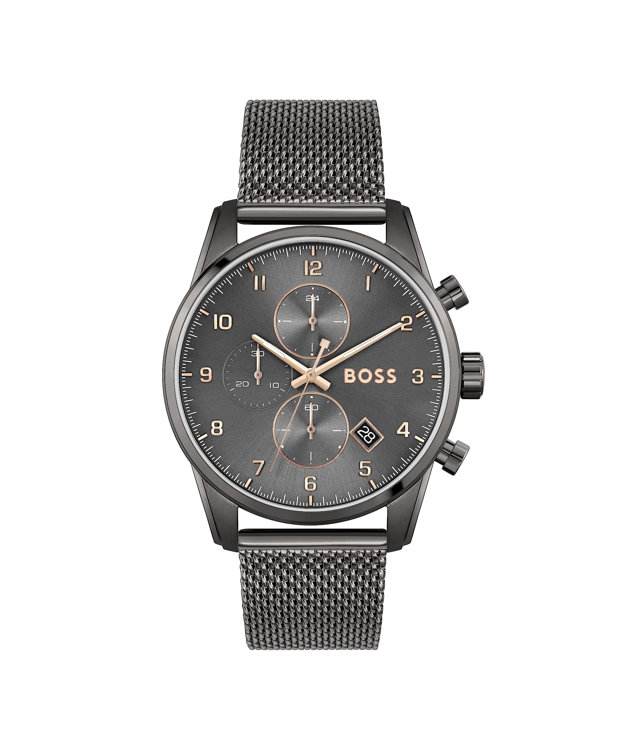 BOSS Hugo Stainless Steel Skymaster Analog Gray Dial Men Watch-1513837, Gray Band