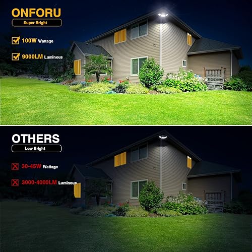 Miniatura 3 de Onforu Luz LED para exteriores de 100 W, del atardecer al amanecer, 9000 lúmenes, luces de seguridad de inundación exteriores, IP65, impermeable, 3