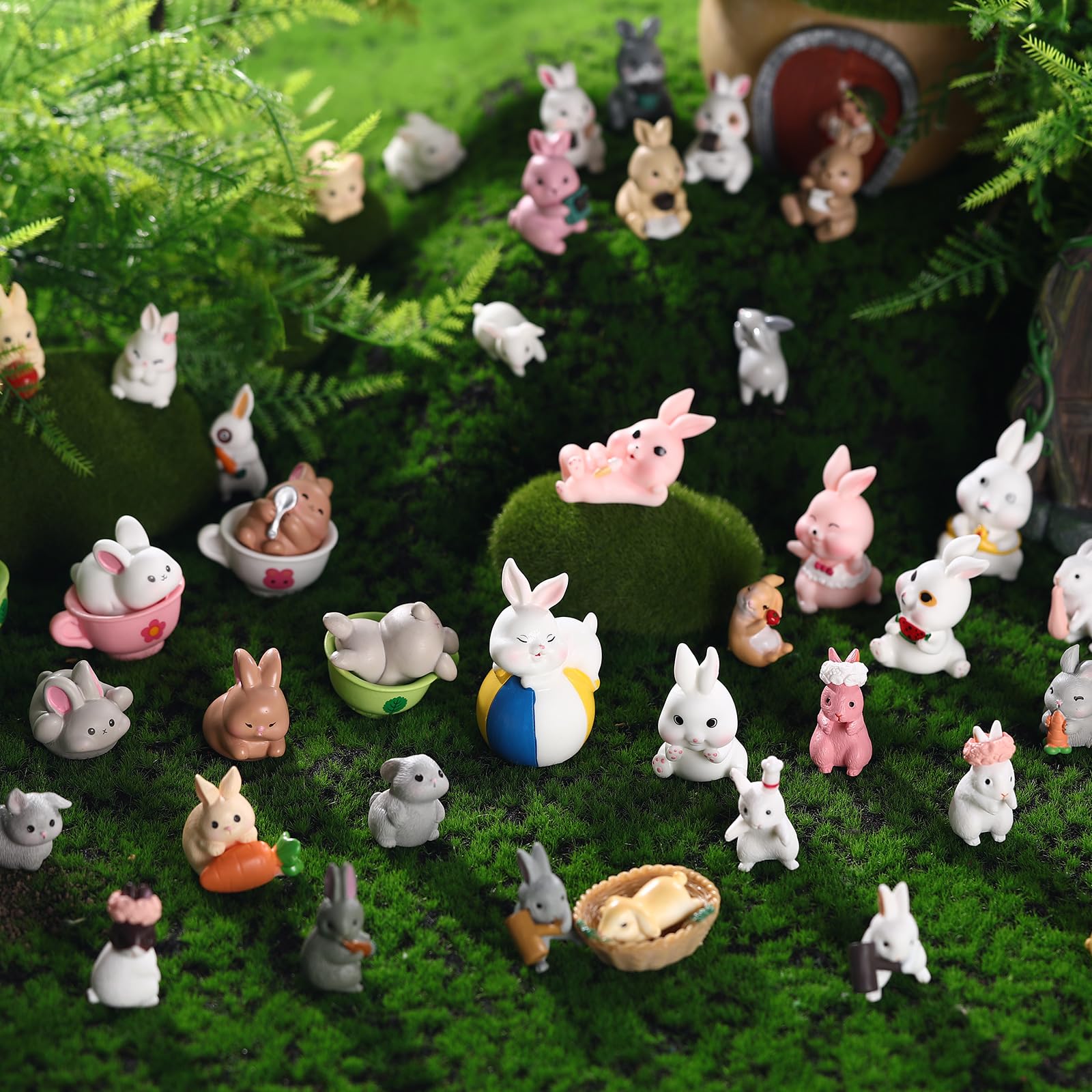 12 Mini Conejos De Pascua – Figuras Decorativas De Resina Para Micro Paisajes Y Adornos De Mesa