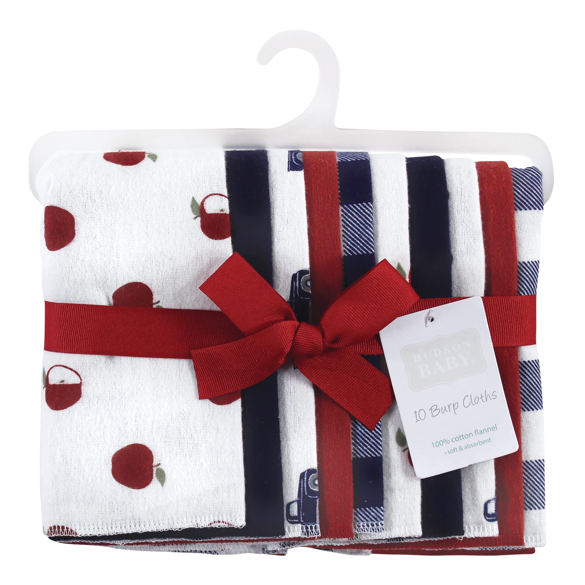 Hudson Baby Unisex Baby Cotton Flannel Burp Cloths, Apple Orchard, One Size