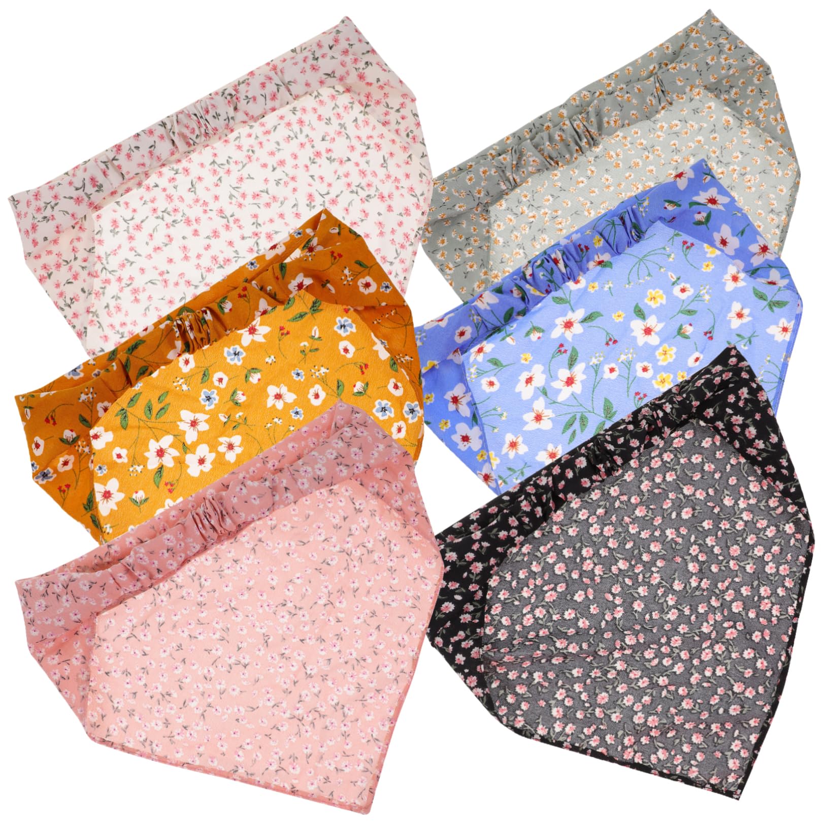 FRCOLOR 24pièces Élégant Lot De Foulards à Fleurs Élastiques Pour Femme Bandeaux Tête Pratiques Et Confortables Pour Styles De Coiffure