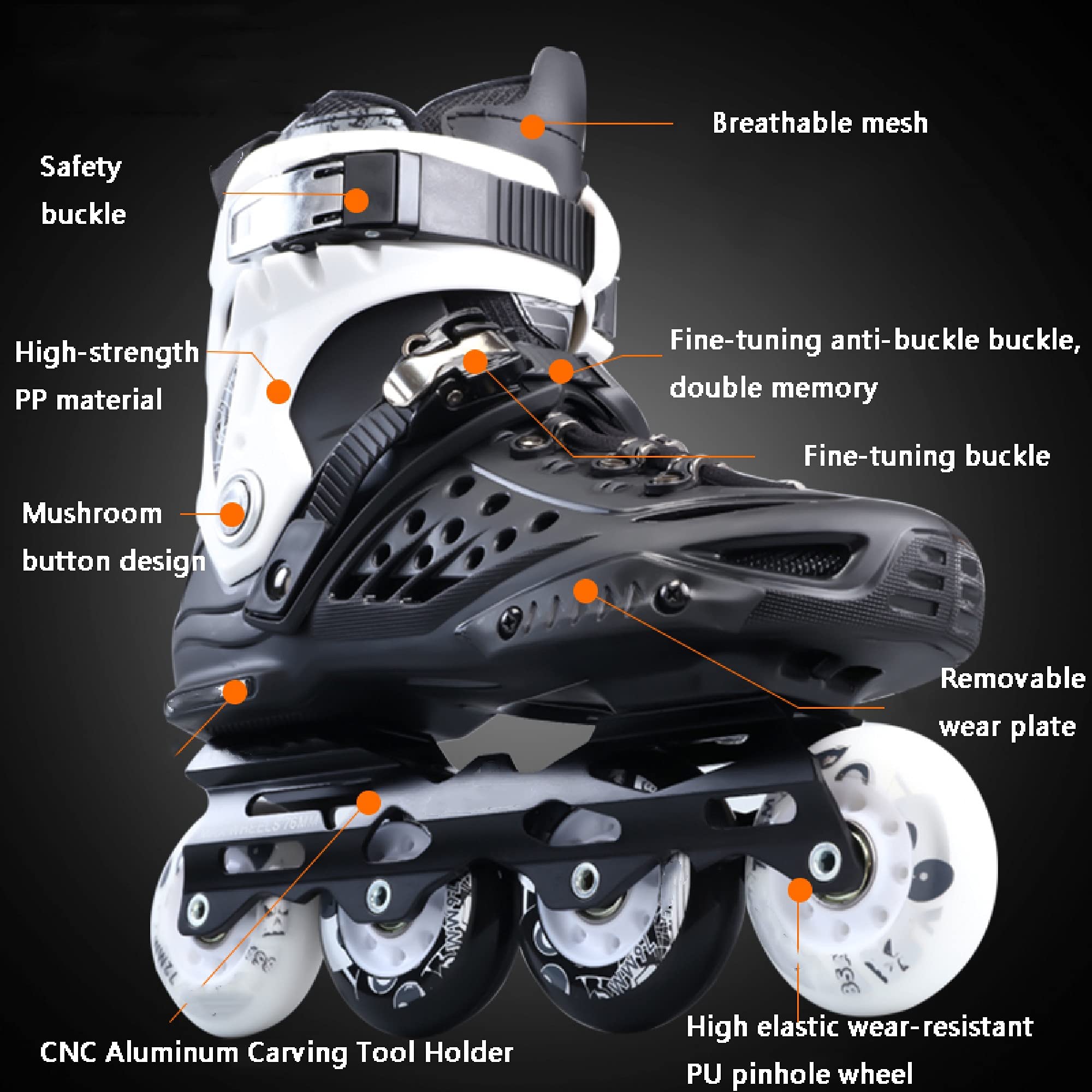 WENJUN Patins à roues alignées pour homme et femme, patins à roues alignées d'extérieur et d'intérieur pour hommes, garçons et filles, quatre roues, pour fitness, sport et loisirs, patins à roues