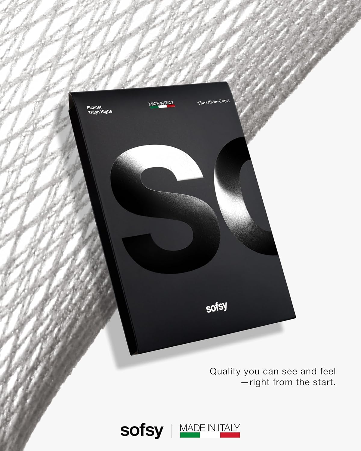 sofsy 10-Year Hosiery Craftsmanship - Italian-Made Fishnet Stockings for Women | Soft Dual Silicone Lace Top Thigh Highs - Image 6