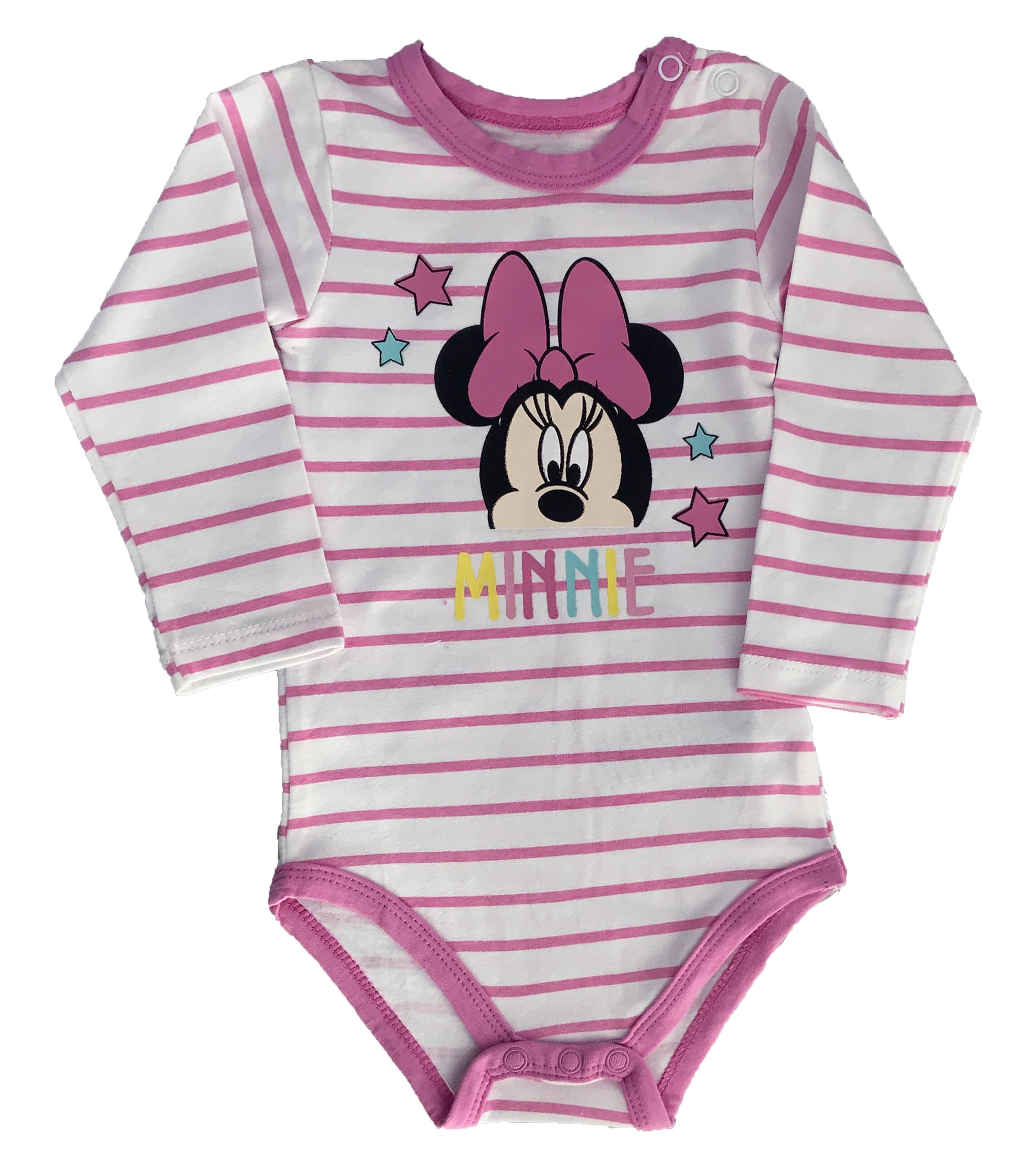 Disney Pink Stripe Minnie Mouse Babygrow Baby Romper Bodysuit (, 18-24 Months)