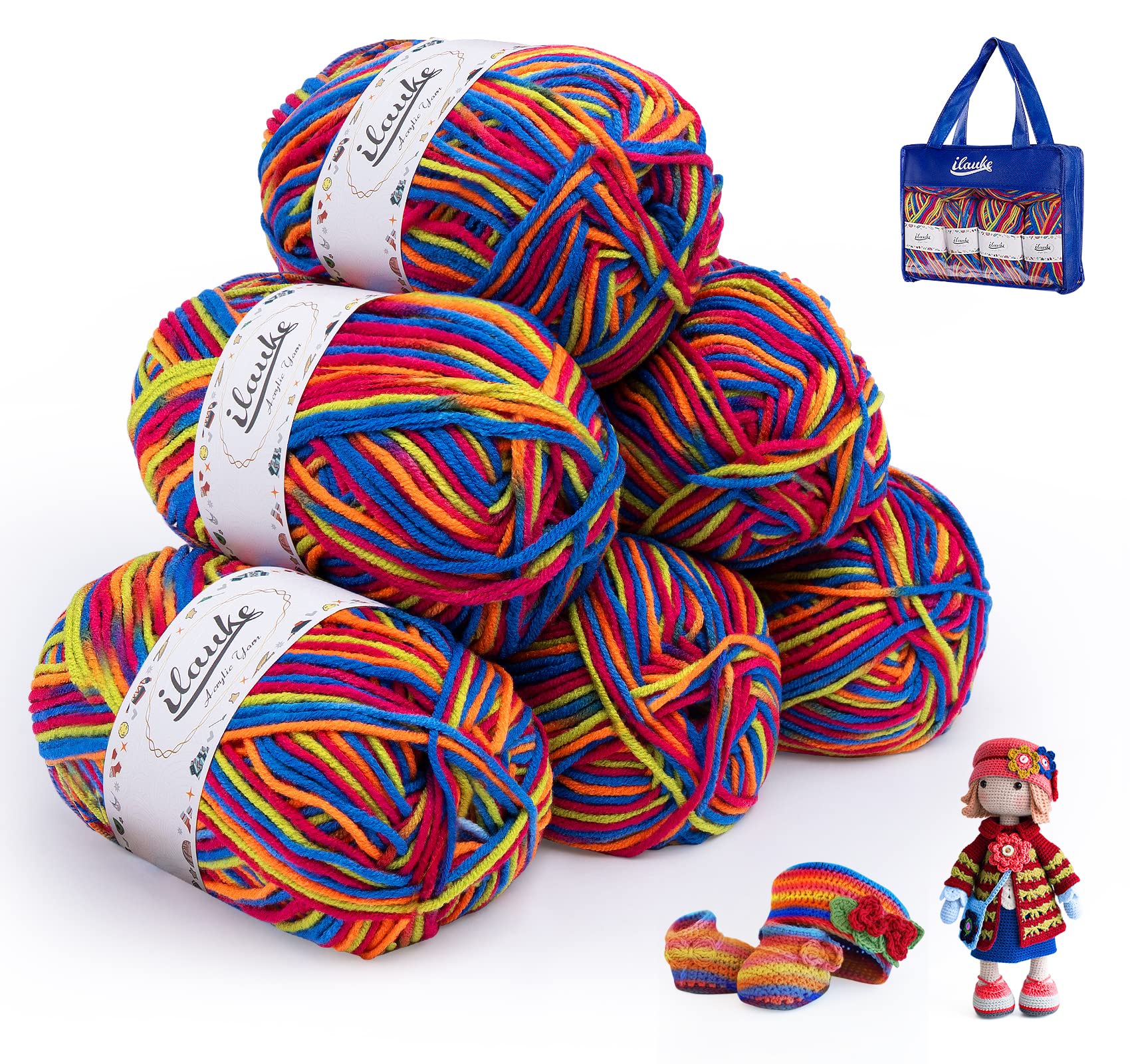 ilauke Crochet Yarn  Yellow&Blue&Red