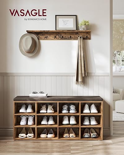 Miniatura 27 de VASAGLE - ULHS15BX Banco para guardar zapatos, con cojín y 15 compartimentos, mueble para almacenar calzado que soporta hasta 440 libras, para el