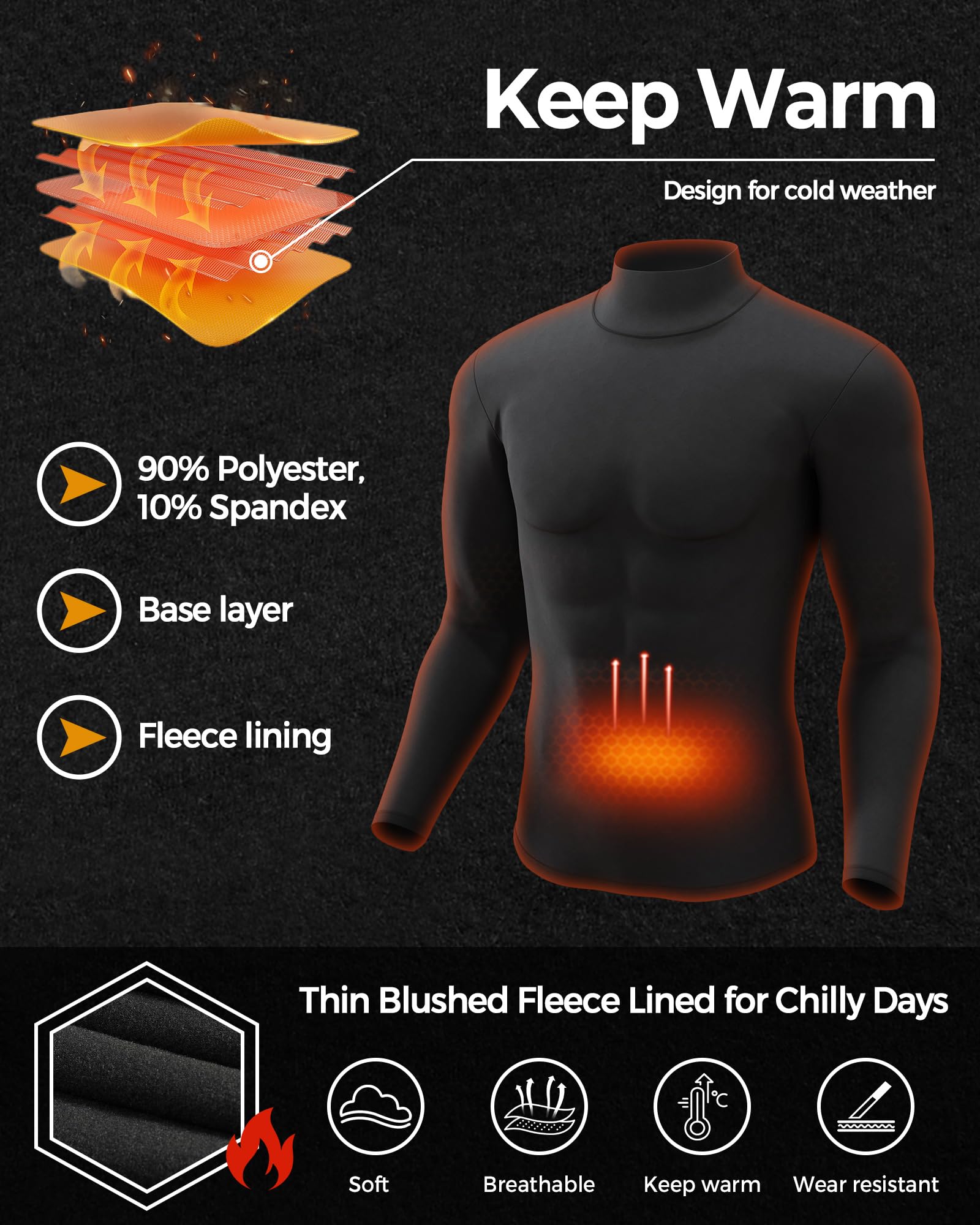 CL convallaria Moderno/Ajustado Capas Base para Hombre