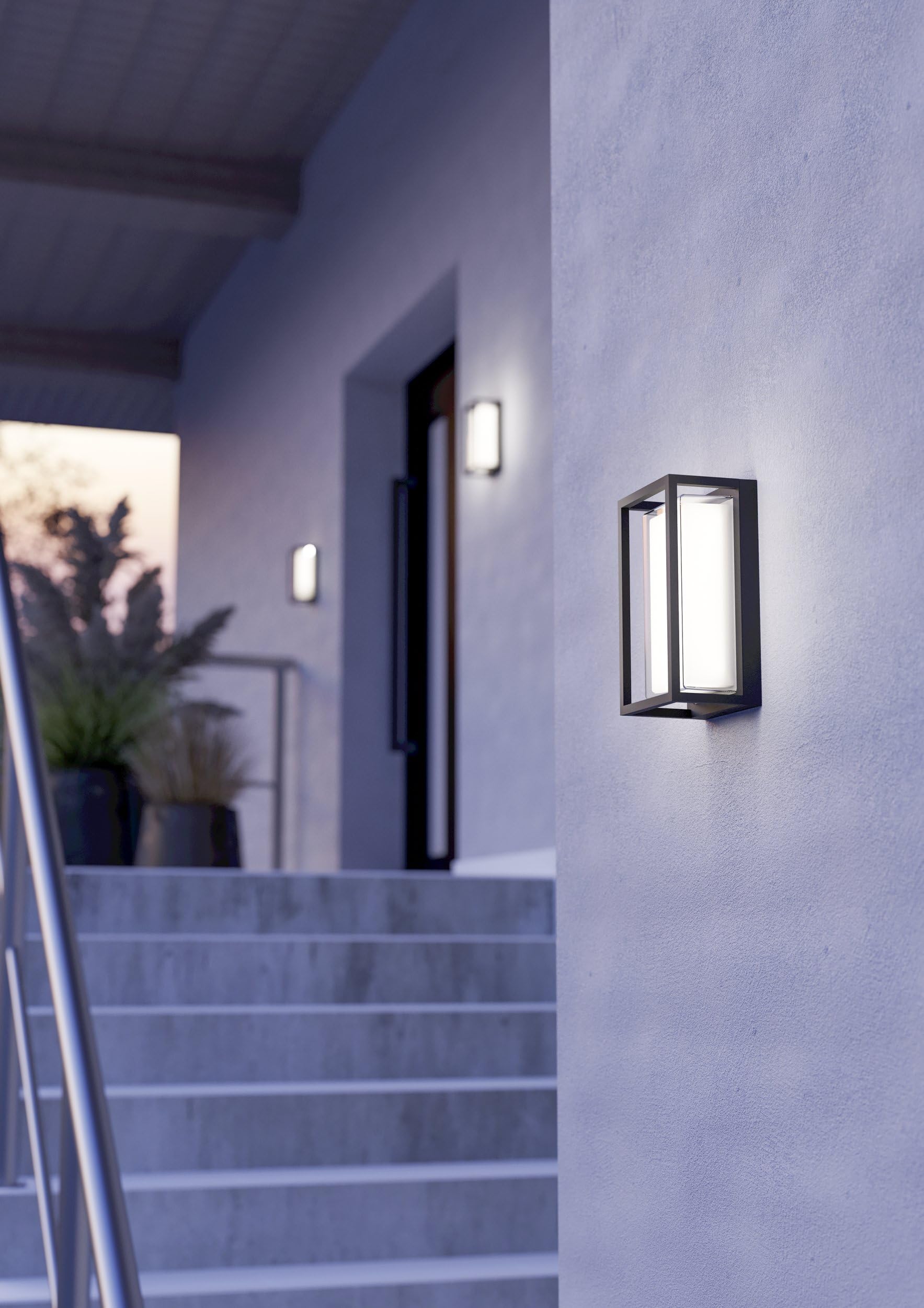 EGLO LED Wandleuchte außen Grottazzolina, Außenlampe mit Bewegungsmelder | Außenleuchte mit Rahmen aus Aluminium in Schwarz, warmweiß - neutralweiß - kaltweiß, IP65