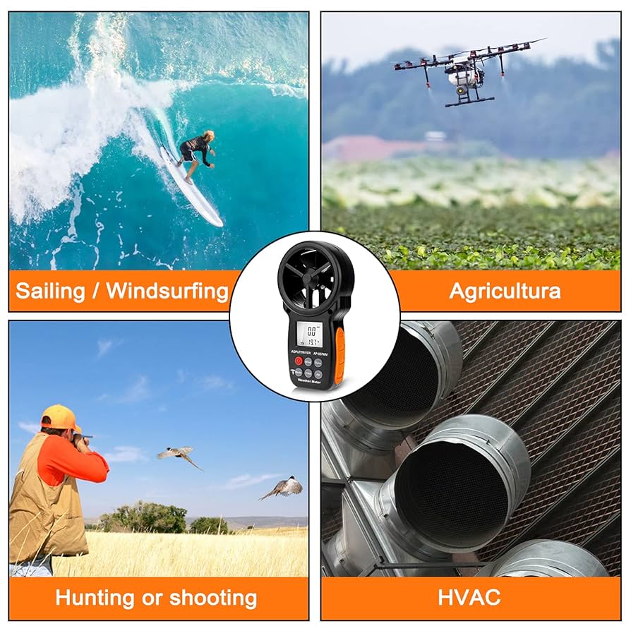 WapoRich RQ-100WM Digital Anemometer Barometer Handheld Wind Speed Meter Measure Humidity/Altitude/Barometric/Windchill/Air Temperature For Sailing Windsurfing HAVC