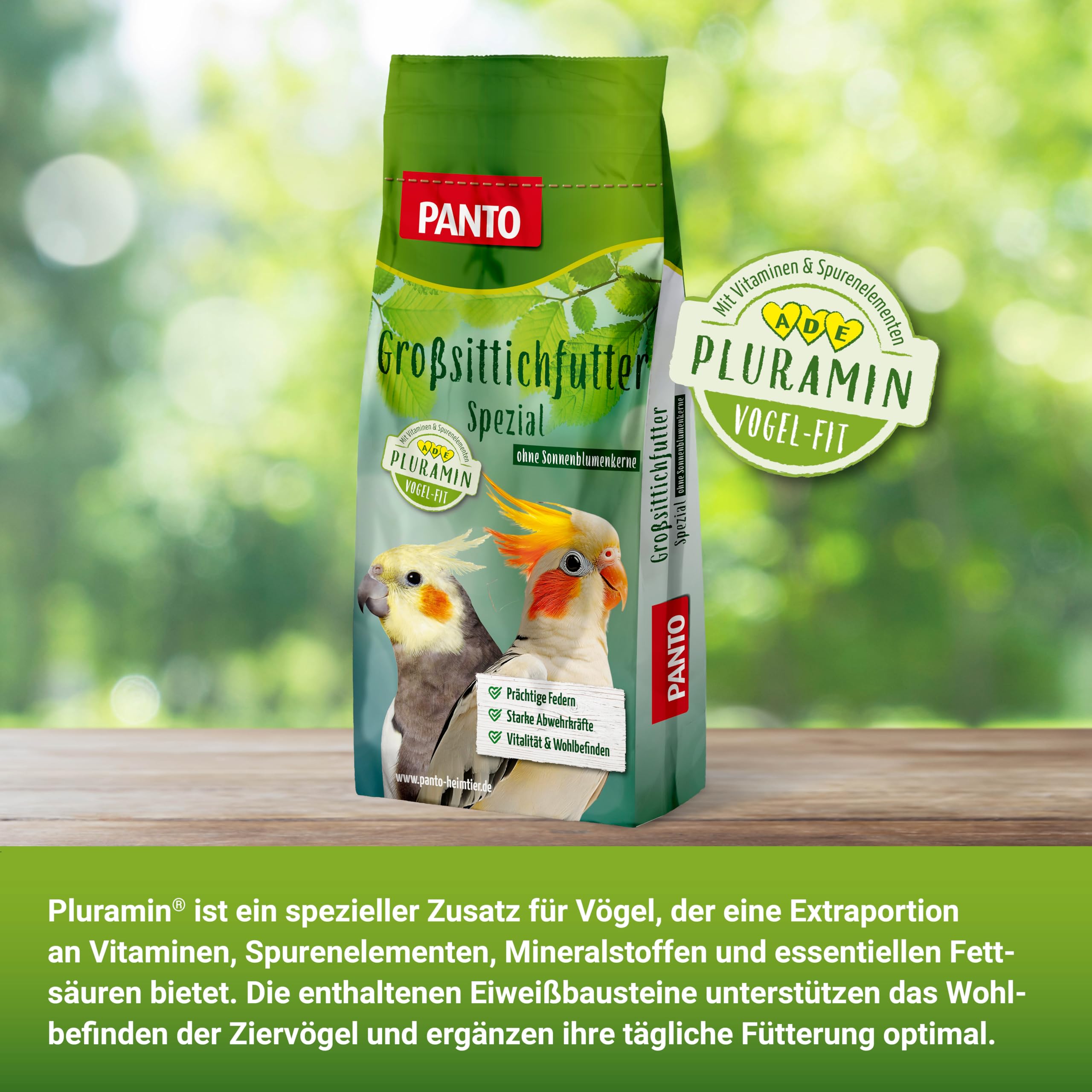 PANTO Großsittichfutter Spezial mit Pluramin 25 kg – ohne Sonnenblume | Bunte Saatenmischung ohne Sonnenblumenkerne – ausgewogenes, artgerechtes Vogelfutter für Großsittiche
